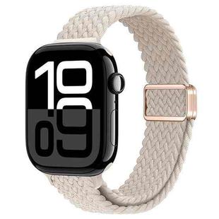 For Apple Watch Series 10 46mm Slim Magnetic Buckle Nylon Braided Watch Band(Starlight)