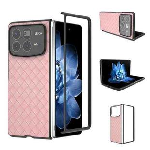 For Xiaomi Mix Fold 4 Black Frame Woven Texture PU Phone Case(Pink)