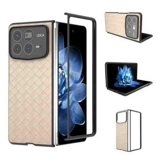 For Xiaomi Mix Fold 4 Black Frame Woven Texture PU Phone Case(Beige)