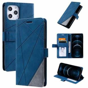 For iPhone 12 Pro Max Skin Feel Splicing Horizontal Flip Leather Case with Holder & Card Slots & Wallet & Photo Frame(Blue)