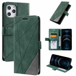 For iPhone 12 Pro Max Skin Feel Splicing Horizontal Flip Leather Case with Holder & Card Slots & Wallet & Photo Frame(Green)