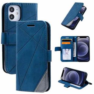 For iPhone 12 mini Skin Feel Splicing Horizontal Flip Leather Case with Holder & Card Slots & Wallet & Photo Frame(Blue)