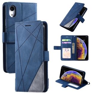 For iPhone XR Skin Feel Splicing Horizontal Flip Leather Case with Holder & Card Slots & Wallet & Photo Frame(Blue)