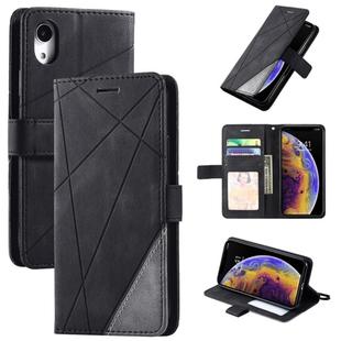 For iPhone XR Skin Feel Splicing Horizontal Flip Leather Case with Holder & Card Slots & Wallet & Photo Frame(Black)