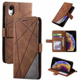 For iPhone XR Skin Feel Splicing Horizontal Flip Leather Case with Holder & Card Slots & Wallet & Photo Frame(Brown)
