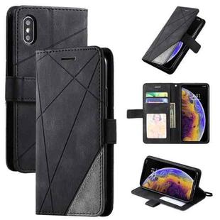 For iPhone XS Max Skin Feel Splicing Horizontal Flip Leather Case with Holder & Card Slots & Wallet & Photo Frame(Black)