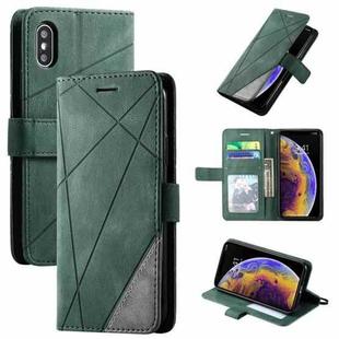 For iPhone XS Max Skin Feel Splicing Horizontal Flip Leather Case with Holder & Card Slots & Wallet & Photo Frame(Green)