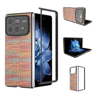 For Xiaomi Mix Fold 4 Black Frame Color Lattice Texture PU Phone Case(Tangerine)