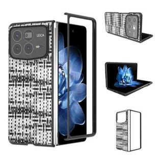 For Xiaomi Mix Fold 4 Black Frame Color Lattice Texture PU Phone Case(Black)