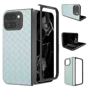 For Google Pixel 9 Pro Fold Black Frame Woven Texture PU Phone Case(Light Blue)