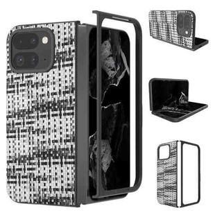 For Google Pixel 9 Pro Fold Black Frame Color Lattice Texture PU Phone Case(Black)