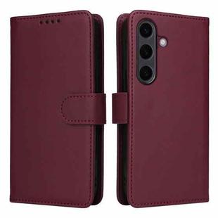 For Samsung Galaxy S25+ 5G BETOPNICE BN-005 2 in 1 Detachable Imitate Genuine Leather Phone Case(Wine Red)