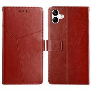 For Samsung Galaxy A06 4G Y-shaped Pattern Flip Leather Phone Case(Brown)