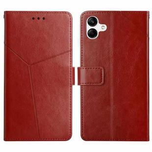 For Samsung Galaxy A07 5G Y-shaped Pattern Flip Leather Phone Case(Brown)