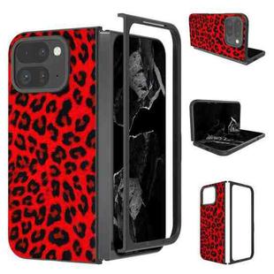 For Google Pixel 9 Pro Fold Black Frame Leopard Full Coverage Phone Case(Red Leopard)