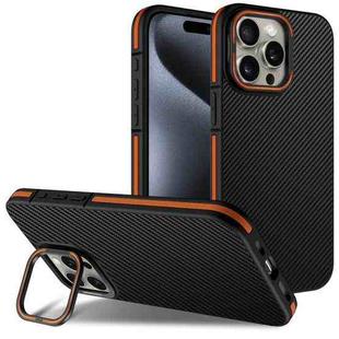 For iPhone 13 Pro Carbon Fiber Texture Lens Holder TPU Phone Case(Orange)