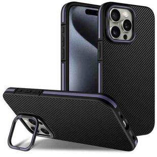 For iPhone 13 Pro Carbon Fiber Texture Lens Holder TPU Phone Case(Purple)