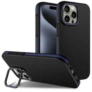 For iPhone 14 Pro Carbon Fiber Texture Lens Holder TPU Phone Case(Blue)