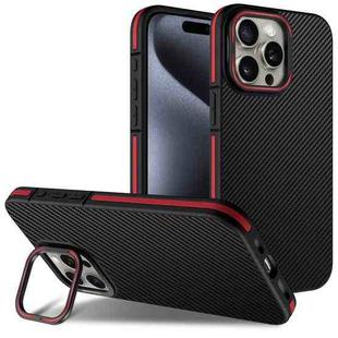 For iPhone 14 Pro Carbon Fiber Texture Lens Holder TPU Phone Case(Red)