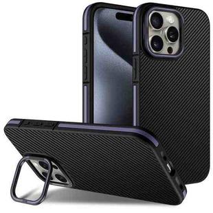 For iPhone 14 Pro Carbon Fiber Texture Lens Holder TPU Phone Case(Purple)