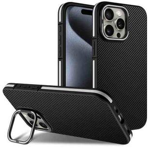 For iPhone 13 Pro Max / 12 Pro Max Carbon Fiber Texture Lens Holder TPU Phone Case(White)