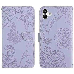 For Samsung Galaxy A07 5G Skin Feel Butterfly Embossed Flip Leather Phone Case(Purple)