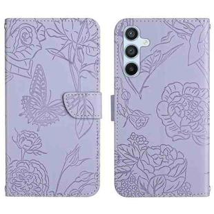 For Samsung Galaxy A17 5G Skin Feel Butterfly Embossed Flip Leather Phone Case(Purple)