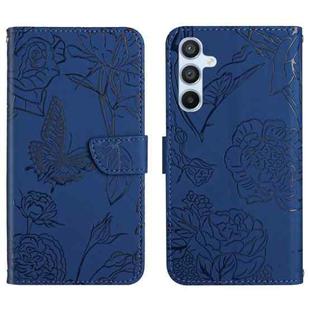 For Samsung Galaxy A17 5G Skin Feel Butterfly Embossed Flip Leather Phone Case(Blue)