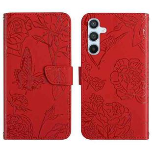 For Samsung Galaxy A17 5G Skin Feel Butterfly Embossed Flip Leather Phone Case(Red)