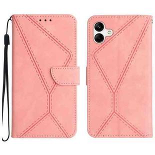 For Samsung Galaxy A07 5G Stitching Embossed Leather Phone Case(Pink)