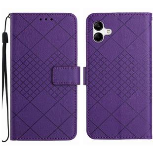 For Samsung Galaxy A06 5G Rhombic Grid Texture Leather Phone Case(Purple)