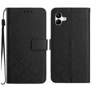For Samsung Galaxy A07 5G Rhombic Grid Texture Leather Phone Case(Black)
