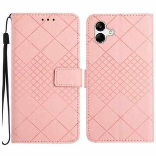 For Samsung Galaxy A07 5G Rhombic Grid Texture Leather Phone Case(Pink)
