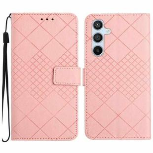 For Samsung Galaxy A17 5G Rhombic Grid Texture Leather Phone Case(Pink)