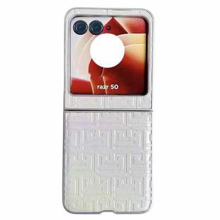 For Motorola Razr 50 Geometry Gradient Color Leather Texture Full Coverage Phone Case(White)