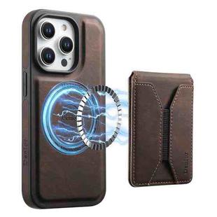 For iPhone 12 Pro Max Denior D17 Skin Feel MagSafe Detachable Card Slot Phone Case(Brown)