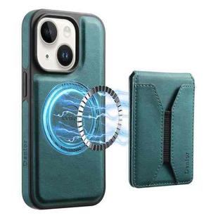 For iPhone 14 / 13 Denior D17 Skin Feel MagSafe Detachable Card Slot Phone Case(Blue)