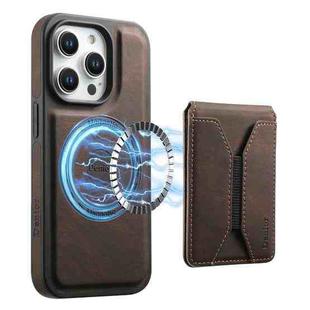 For iPhone 14 Pro Max Denior D17 Skin Feel MagSafe Detachable Card Slot Phone Case(Brown)