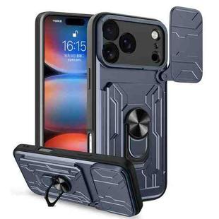 For iPhone 17 Pro Max Sliding Camshield TPU+PC Phone Case with Card Slot(Grey)
