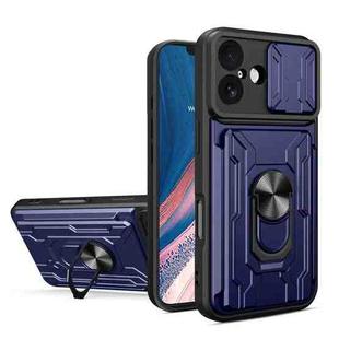 For iPhone 17 Sliding Camshield TPU+PC Phone Case with Card Slot(Blue)