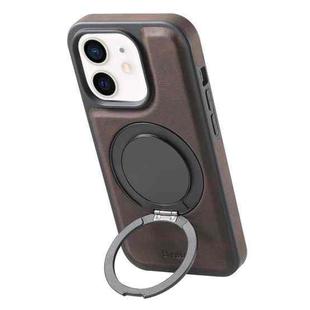 For iPhone 12 / 12 Pro Denior A14 Skin Feel Rotating Holder MagSafe Phone Case(Brown)