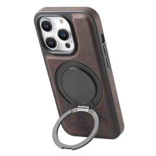 For iPhone 12 Pro Max Denior A14 Skin Feel Rotating Holder MagSafe Phone Case(Brown)