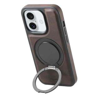 For iPhone 16 Plus Denior A14 Skin Feel Rotating Holder MagSafe Phone Case(Brown)