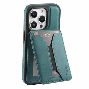 For iPhone 13 Pro Denior D18 Skin Feel Rotating Holder MagSafe Detachable Card Slot Phone Case(Blue)