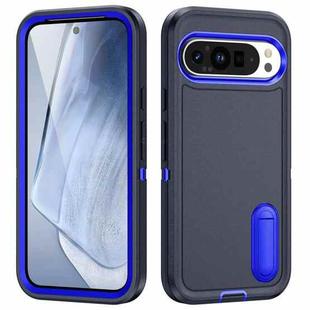 For Google Pixel 9 Pro Rugged PC + Silicone Phone Case with Holder(Dark Blue+Royal Blue)