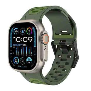 For Apple Watch Ultra 2 49mm Meteorite Two-color Silicone Watch Band(Army Green)