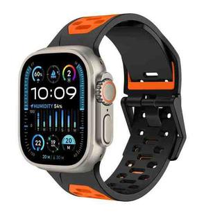 For Apple Watch Ultra 2 49mm Meteorite Two-color Silicone Watch Band(Black Orange)