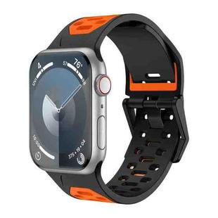 For Apple Watch Series 9 45mm Meteorite Two-color Silicone Watch Band(Black Orange)