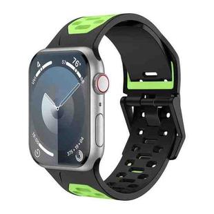 For Apple Watch Series 9 45mm Meteorite Two-color Silicone Watch Band(Black Green)