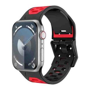 For Apple Watch Series 7 45mm Meteorite Two-color Silicone Watch Band(Black Red)